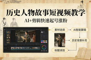 历史人物故事短视频教学，AI+剪辑制作历史人物题材短视频，快速起号涨粉-网赚资源网
