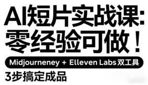 AI短片实战课：零经验可做，Midjourney+ElevenLabs双工具，3步搞定成品-网赚资源网
