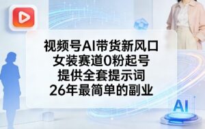 视频号AI带货新风口，女装赛道0粉起号，提供全套提示词，26年最简单的副业-网赚资源网