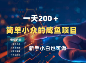一天收入2张，一个简单小众的咸鱼项目，0门槛小白也能做-网赚资源网