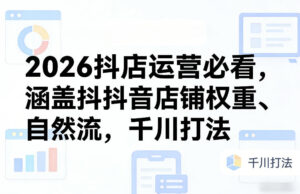 2026抖店运营必看，涵盖抖音店铺权重、自然流，千川打法-网赚资源网