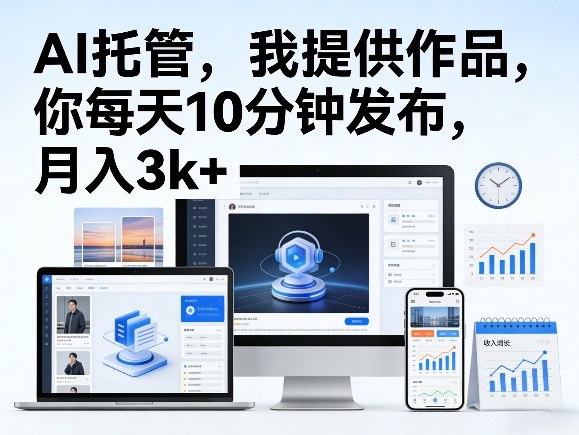 公众号AI托管,我提供作品,你每天10分钟发布,月入3k+【揭秘】