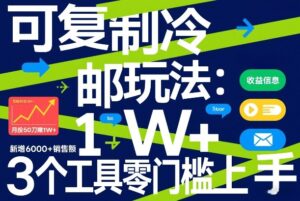 可复制冷邮件玩法:月投50刀賺1W+,新增6000+销售额,3个工具零门槛上手-网赚资源网