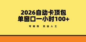 2026自动卡顶包玩法，单窗口一小时100+，可矩阵操作，无需人工【揭秘】-网赚资源网