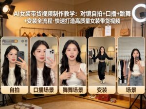 AI女装带货视频制作教学，对镜自拍、口播、跳舞、变装全流程，快速打造高质量女装带货视频-网赚资源网