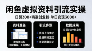 靠闲鱼虚拟资料引流,日引300+精准创业粉,单日变现3k+实操【揭秘】-网赚资源网