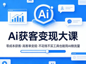 Ai获客变现大课，零成本获客，高客单变现，不花钱不买工具也能用AI做流量-网赚资源网