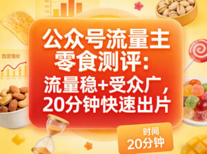公众号流量主之零食测评赛道，流量稳+受众广，20分钟一条作品-网赚资源网