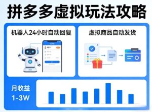 没人告诉你的拼多多虚拟玩法，机器人回复+发货，月搞1-3W【揭秘】-网赚资源网