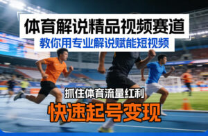 体育解说精品视频赛道，教你用专业解说赋能短视频，抓住体育流量红利，快速起号变现-网赚资源网