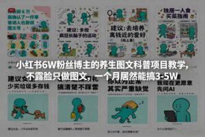 小红书6W粉丝博主的养生图文科普项目教学,不露脸只做图文,一个月居然能搞3-5W-网赚资源网
