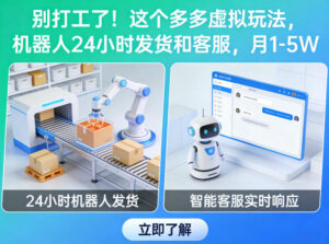 别打工了！这个多多虚拟玩法，机器人24小时发货和客服，月1-5W【揭秘】-网赚资源网