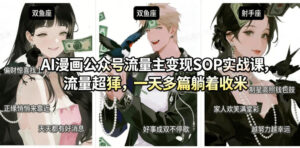AI漫画公众号流量主变现SOP实战课，流量超猛，制作简单，一天多篇躺着收米-网赚资源网