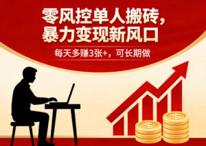 零风控单人搬砖，暴力变现新风口，每天多賺3张+，可长期做【揭秘】-网赚资源网