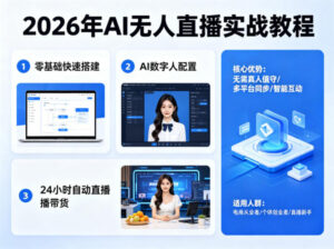 2026年AI无人直播实战教程,零基础也能快速搭建AI数字人无人直播间,实现24小时自动直播带货-网赚资源网