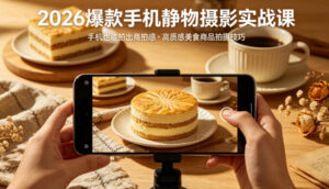 2026爆款手机静物摄影实战课,手机也能拍出商拍感,学会拍出高质感美食商品-网赚资源网