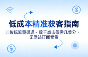 低成本精准获客指南，用非传统流量渠道，实现数千点击仅需几美分，不用网站也能搞订阅卖货-网赚资源网