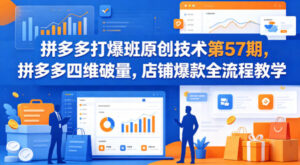 拼多多打爆班原创技术第57期，拼多多四维破量，店铺爆款全流程教学-网赚资源网