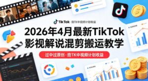 26年4月最新TikTok影视解说混剪搬运教学,过中过原创,撸TK中视频计划收益-网赚资源网