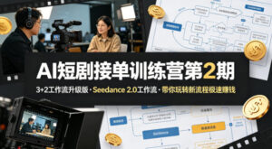 AI短剧接单训练营第2期，3+2工作流升级版，Seedance 2.0工作流，带你玩转新流程极速賺钱-网赚资源网