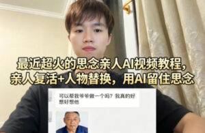 最近超火的思念亲人AI视频教程,亲人复活+人物替换,用AI留住思念-网赚资源网