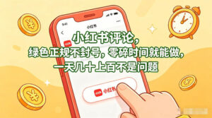 小红书评论,绿色正规不封号,零碎时间就能做,一天几十上百不是问题【揭秘】-网赚资源网