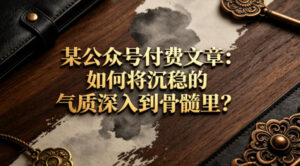 某公众号付费文章：如何将沉稳的气质深入到骨髓里？-网赚资源网