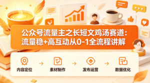 公众号流量主之长短文鸡汤赛道，流量稳+高互动，从0-1全流程讲解-网赚资源网