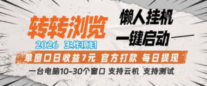 转转浏览2026，王炸项目，懒人挂G一键启动，单窗口日收益7米，一台电脑10-30个窗口，支持云机【揭秘】-网赚资源网