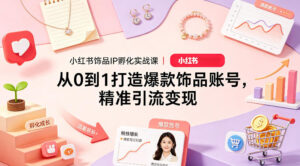 小红书饰品IP孵化实战课｜从0到1打造爆款饰品账号，精准引流变现-网赚资源网
