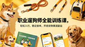 职业遛狗师全能训练课，轻松入行，稳定接单，开启宠物赛道副业-网赚资源网