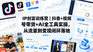 IP创富训练营｜抖音+视频号带货+AI全工具实操，从流量到变现闭环落地-网赚资源网
