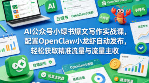 AI公众号小绿书爆文写作实战课，配置OpenClaw小龙虾自动发布，轻松获取精准流量与流量主收益-网赚资源网