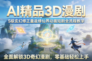 AI精品3D漫剧S级玄幻修正重返修仙界动画短剧全流程教学,全面解锁3D奇幻漫剧,零基础轻松上手-网赚资源网