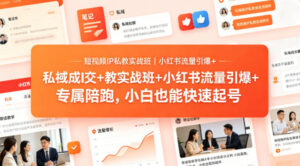 短视频IP私教实战班｜小红书流量引爆+私域成交+带徒盈利，专属陪跑，小白也能快速起号-网赚资源网