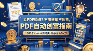 卖PDF躺賺？不用营销不囤货，PDF自动创富指南，1000个ideas+自动卖，新手月入9k刀【原创双语字幕】-网赚资源网