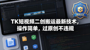 TK短视频二创搬运最新技术，操作简单，过原创不违规-网赚资源网