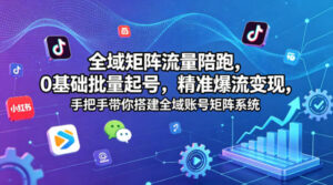 全域矩阵流量陪跑，0基础批量起号，精准爆流变现，手把手带你搭建全域账号矩阵系统-网赚资源网