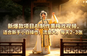 新爆款项目AI制作黄梅戏视频，适合新手小白操作，流量大，每天2-3张-网赚资源网