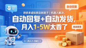 拼多多虚拟类目新路子｜机器人解决，自动回复+自动发货，月入1-5W太香了【揭秘】-网赚资源网