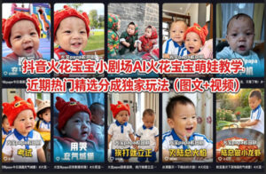 抖音火花宝宝小剧场AI火花宝宝萌娃教学，近期热门精选分成独家玩法（图文+视频）-网赚资源网