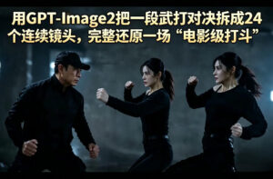 用GPT-Image2把一段武打对决拆成24个连续镜头，完整还原一场“电影级打斗”-网赚资源网
