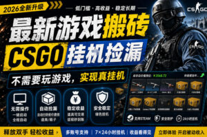 最新游戏搬砖，CSGO纯挂G，不需要玩游戏，实现真挂G，月入1W+，五一小高峰上车可吃肉，手机即可操作【揭秘】-网赚资源网