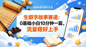 公众号流量主——生僻字故事赛道，流量稳，好上手，0基础小白也能10分钟一篇-网赚资源网