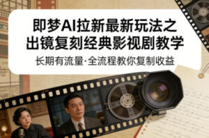 即梦AI拉新最新玩法之出镜复刻经典影视剧教学，长期有流量，全流程教你复制收益-网赚资源网