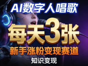 AI数字人唱歌,新手涨粉变现赛道,每天3张和知识付费,副业必备-网赚资源网