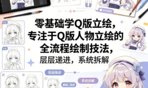 零基础学Q版立绘,专注于Q版人物立绘的全流程绘制技法,层层递进,系统拆解-网赚资源网