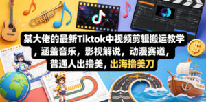 某大佬的最新Tiktok中视频剪辑搬运教学，涵盖音乐，影视解说，动漫赛道，普通人出海撸美刀-网赚资源网