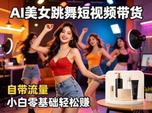 AI美女跳舞短视频带货：自带流量，小白零基础轻松賺，详细拆解-网赚资源网