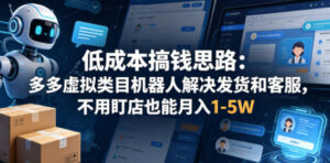 低成本搞钱思路：多多虚拟类目机器人解决发货和客服，不用盯店也能月入1-5W【揭秘】-网赚资源网